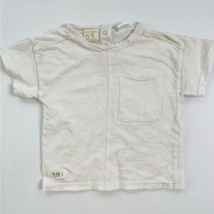 Zara White Short Sleeve Pocket Tee